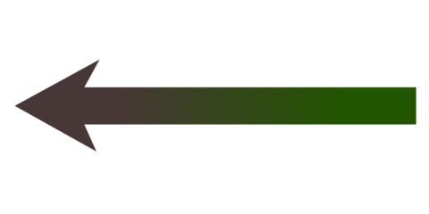 Left direction arrow with dark green gradient isolated on transparent background
