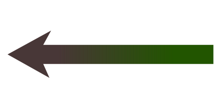 Left direction arrow with dark green gradient isolated on transparent background - Powered by Adobe