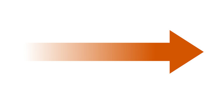 Orange gradient arrow pointer isolated on transparent background