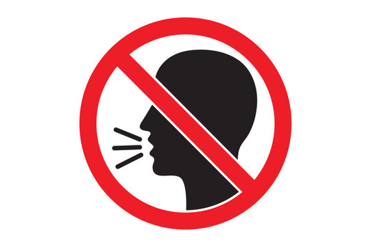 No Talking or Keep Quiet Warning Prohibition Sign Icon Vector
