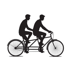 Obraz premium silhouette of two men riding a tandem bicycle