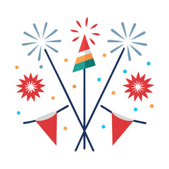 Obraz premium Fireworks with flags for memorial day style 