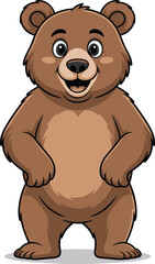 Fototapeta premium Cartoon bear standing with hands on hips on white background
