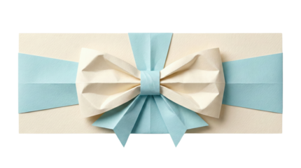 Gift envelope with pastel paper bow isolated. Voucher concept.