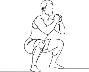 Fototapeta premium A minimalist line drawing of a man performing a squat exercise