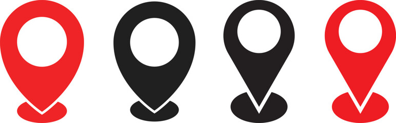  location icon set. tapered bottom shape used in map apps. Map pin place marker.  Position symbol. Point sign collection  © Sultana Design