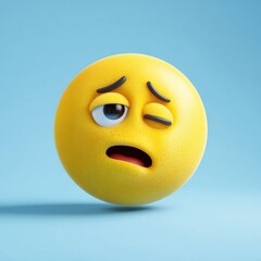 Fototapeta premium Tired emoji face with a droopy eye and open mouth