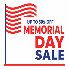 Obraz premium Modern memorial day sale banner with a waving America 