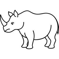 Fototapeta premium Rhinoceros outline vector illustration 