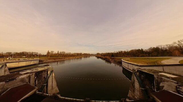 4K Timelapse video with moving clouds at Zulling, Landau, river, Isar, Dingolfing, Bavaria, Germany