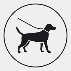 Simple icon dog walking stick figure person 