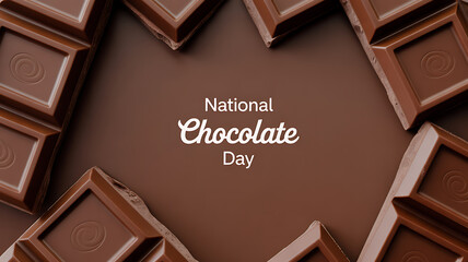 National Chocolate Day celebration with chocolate bars arranged in a circular pattern