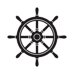 Fototapeta premium A simple black and white illustration of a ship s steering wheel