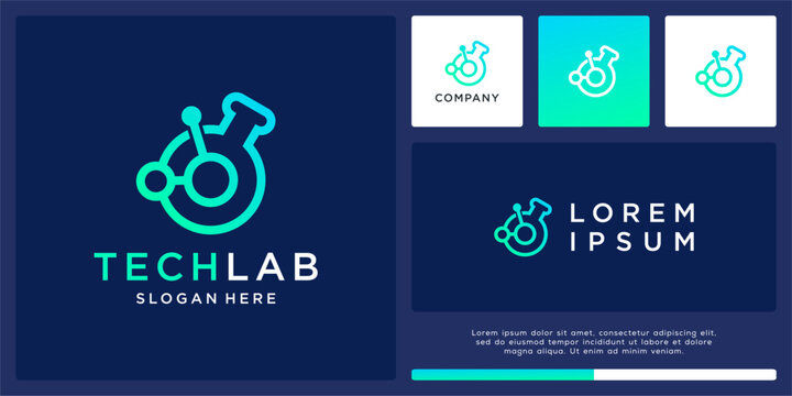 Tech lab logo design abstract outline.