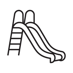 Simple outline of a double playground slide with ladder