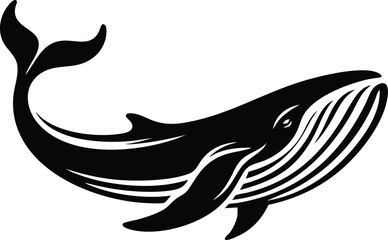 Stylized black whale illustration a marine mammal with flowing lines perfect for ocean themes nature concepts and nautical designs isolated on white background © Md Hasan