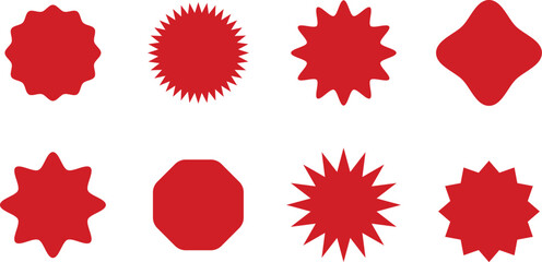 Red sunburst price sticker_sale or discount sticker, sunburst badges,special offer price tag vector set