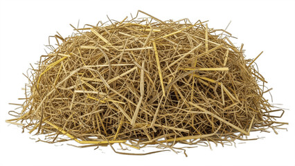 Pile of Dried Straw Isolated on a White Background.