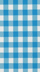 Light blue and white gingham checkered fabric pattern texture background
