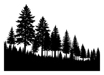 Obraz premium Pine Forest Silhouette - Minimalist Vector