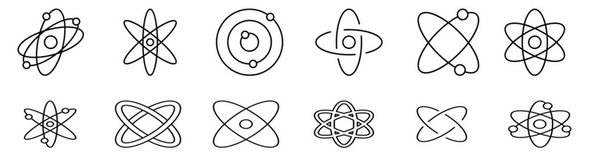 Atomic orbit and electron structure concept icon set, © M'A,ICONS