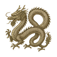 PNG Golden dragon illustration, mythical creature.