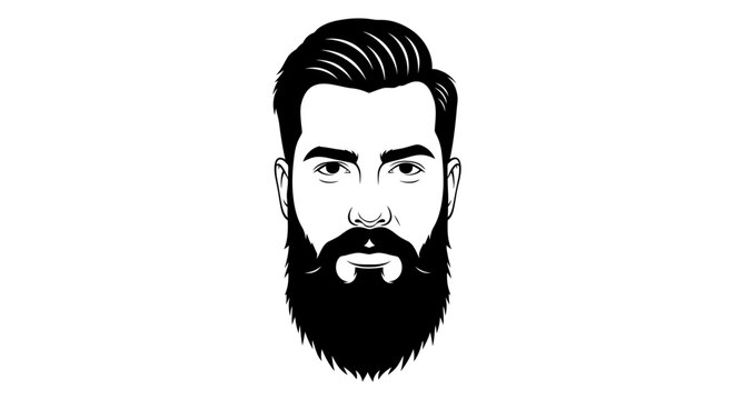 A stylish illustration of a man with a beard and mustache on a white background