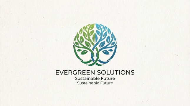 Eco friendly business logo with tree and sustainable future text