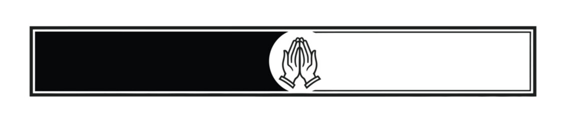 Obraz premium A black and white rectangular symbol with a prayer hands logo in the center