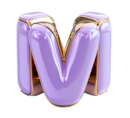 English Alphabet V made of purple and white colored with golden shade squares on white background High quality image