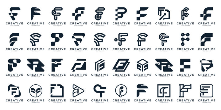 Set of Letter F Logo Design. Vector Monogram for Tech, Finance, and Branding Identity. Creative icons Isolated on white background.
