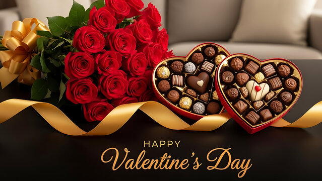 Celebrate valentine's day with roses and chocolates