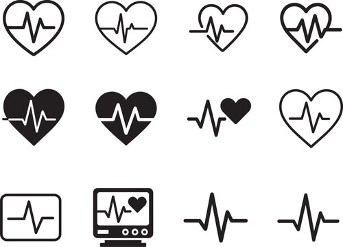 ECG heartbeat sinus rhythm line medical icon for healthcare, hospital logo vector illustration isolated.