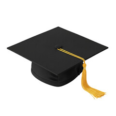 Graduation cap with yellow tassel on no background, symbolizing academic achievement and success