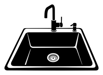 Fototapeta premium Kitchen Sink Vector - Minimalist Silhouette