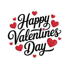 Happy Valentines Day Greeting Card with Red Hearts