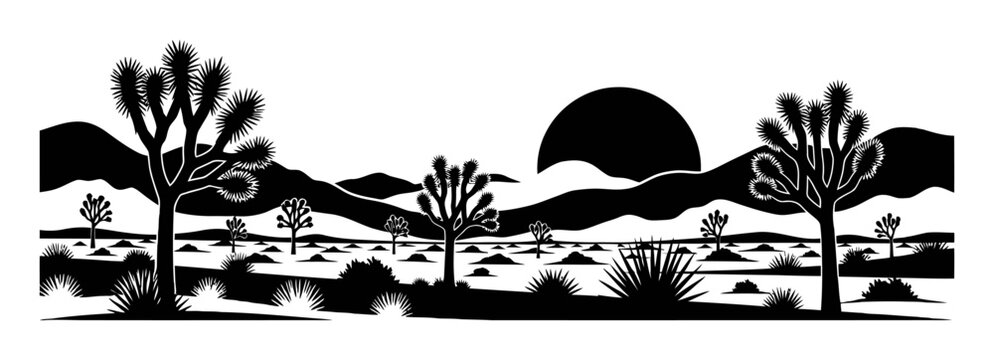 Joshua Tree Silhouette - Minimal Desert Vector