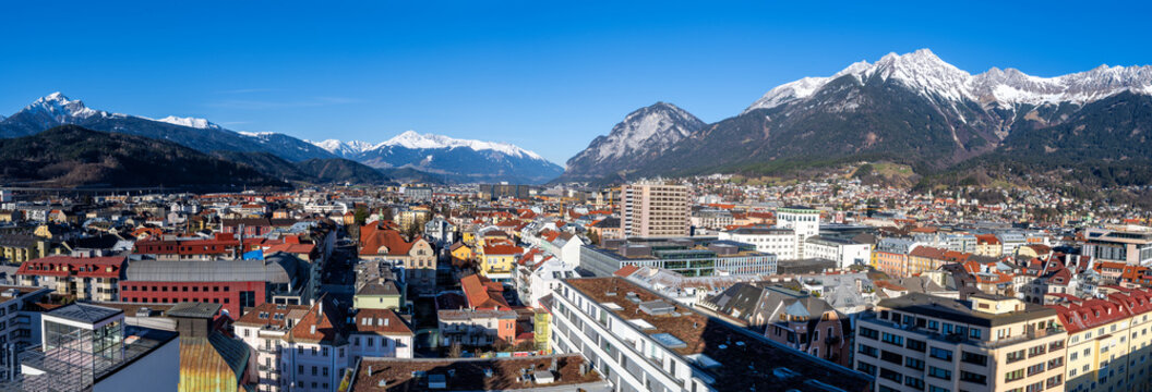 Panoramic view of Innsbruck and the alps