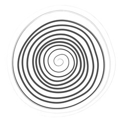 black and white circular spiral design element transparent background
