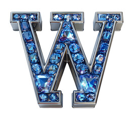 English Alphabet W made of sky vlue colored squares on white background High quality image