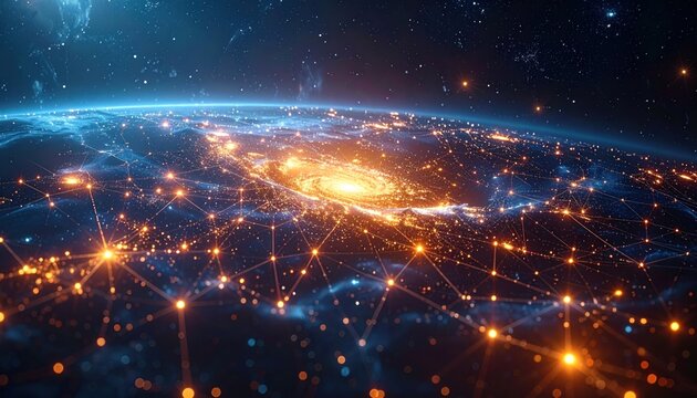 Global Network Connectivity - A Futuristic Earth with Interconnected Data. - Powered by Adobe