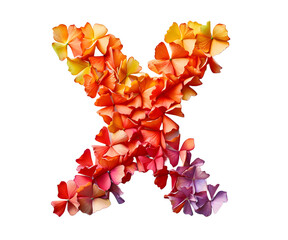 English Alphabet X made of orange and Red colored squares on white background High quality image