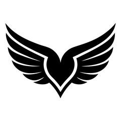 Fototapeta premium Title: A black and white of a heart with wings symme