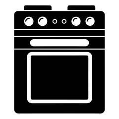 Title: Black and white line of an oven with four burners and a digital display