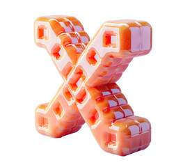 English Alphabet X made of orange and Red colored squares on white background High quality image