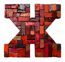 English Alphabet X made of orange and Red colored squares on white background High quality image