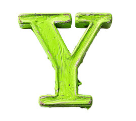 English Alphabet Y made of lime colored squares on white background High quality image
