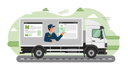 Modern delivery truck showcasing digital integration for enhanced logistics and customer experience
