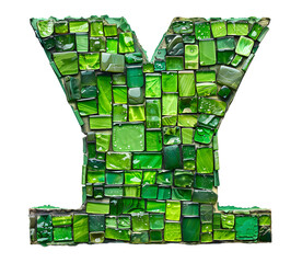 English Alphabet Y made of lime colored squares on white background High quality image