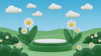 Serene meadow with daisies